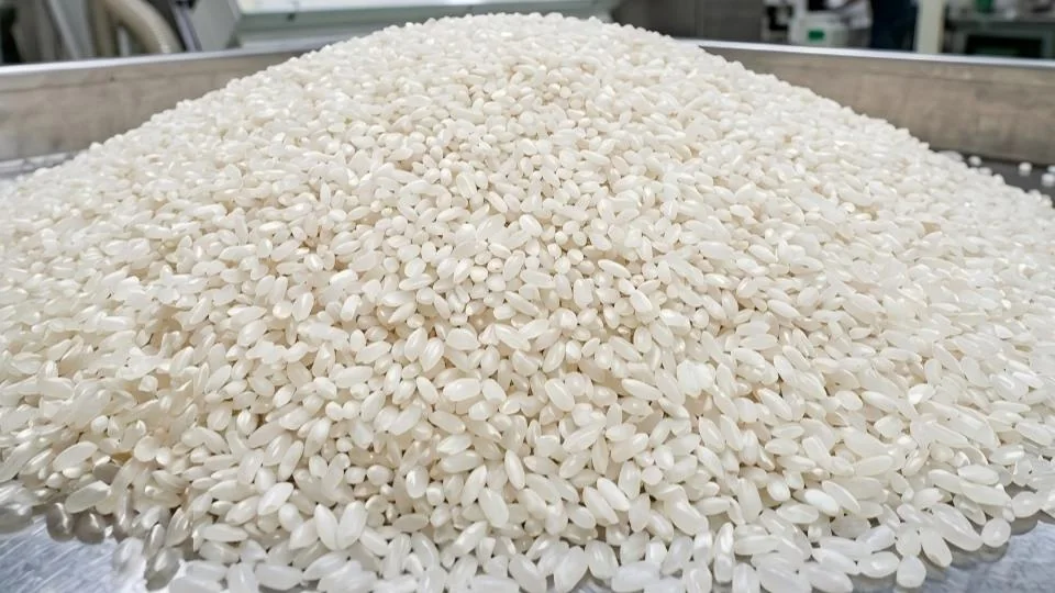 Accepted clean white rice stream after color sorting review